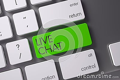 Keyboard with Green Button - Live Chat. 3D. Stock Photo