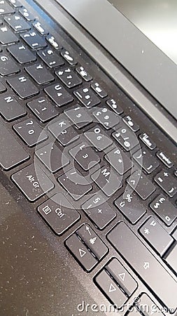 Keyboard of grey closeup laptop computer Stock Photo