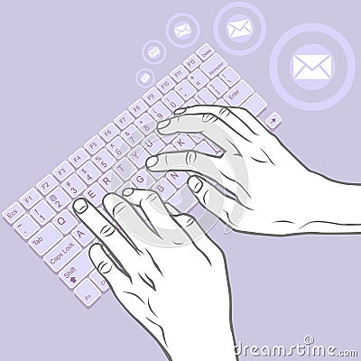 Keyboard Hand Gesture - Desktop, Laptop, Tablet Vector Illustration