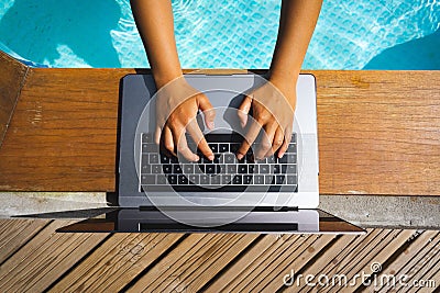 Keyboard with hands Stock Photo