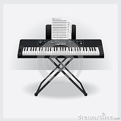 Keyboard instrument with Song note Vector Illustration