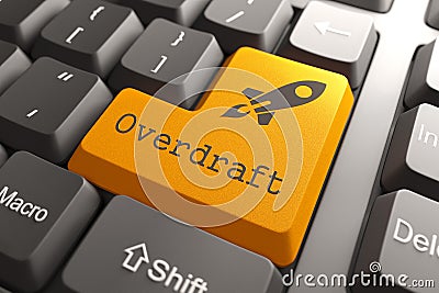 Keyboard with Overdraft Orange Button. Stock Photo