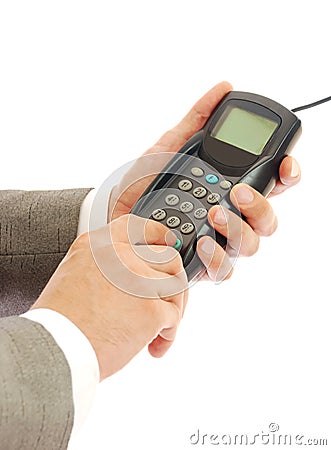 The keyboard panel in a hand Stock Photo