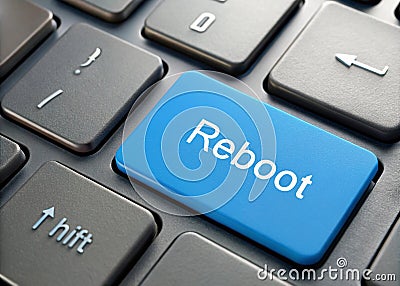 keyboard Reboot button, representing the concept of restarting, refreshing, and rebooting systems in technology and personal Stock Photo