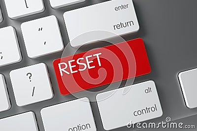 Keyboard with Red Button - Reset. 3D. Stock Photo