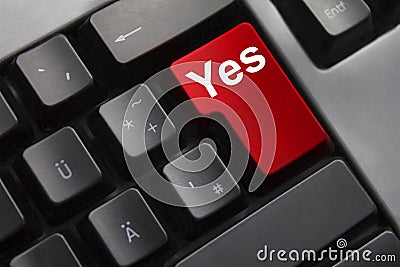 Keyboard red enter button yes Stock Photo