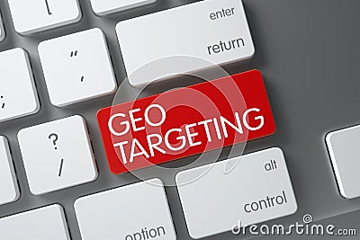 Keyboard with Red Keypad - Geo Targeting. 3D. Stock Photo