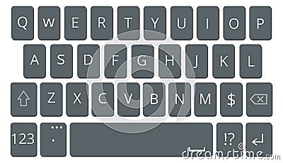 Keyboard scheme. Computer alphabet button. Pc keypad Vector Illustration