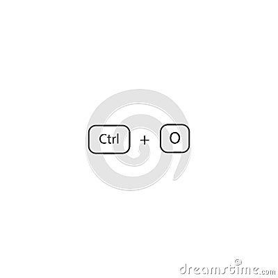 Keyboard shortcut Ctrl O sign. To open an existing file eps Stock Photo