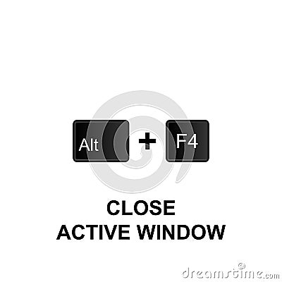 Keyboard shortcuts, close active window icon. Can be used for web, logo, mobile app, UI, UX Stock Photo