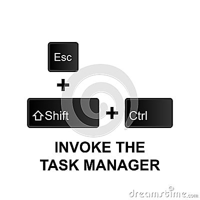Keyboard shortcuts, invoke the task manager icon. Can be used for web, logo, mobile app, UI, UX Stock Photo