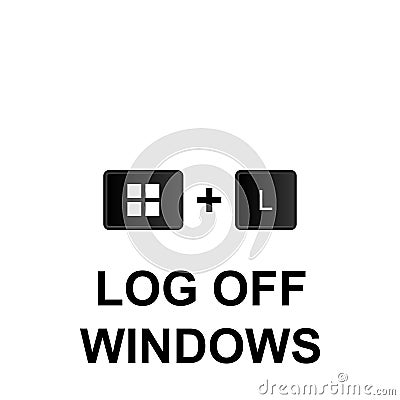 Keyboard shortcuts, log off windows icon. Can be used for web, logo, mobile app, UI, UX Stock Photo