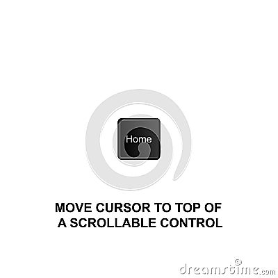 Keyboard shortcuts, move cursor to top of a scrollable control icon. Can be used for web, logo, mobile app, UI, UX Stock Photo