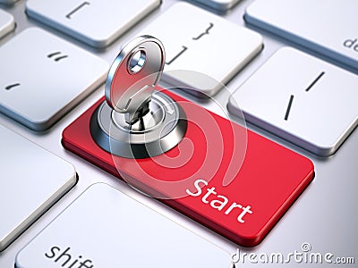 Keyboard with start button Stock Photo