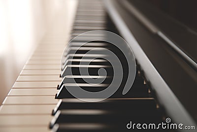 Keyboard synthesizer piano. Electronic piano. Musical instrument. Stock Photo