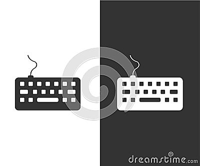Keyboard in white and black. Minimalistic. Flat. Typing using buttons or keys. Vector EPS 10 Vector Illustration
