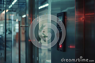 Keycard and Digital door lock, access concepts of surveillance and security scanning of digital program cyber futuristic Stock Photo