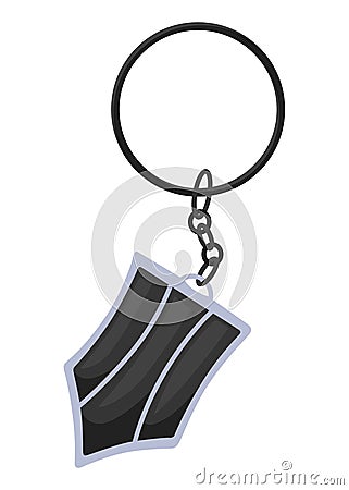 Keychain or keyholder icon. Cartoon color key ring, chain round holder or metal trinket. Modern keys pendant. Home Vector Illustration