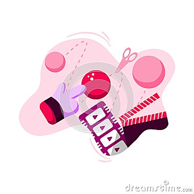 Keyframe Animation Icon Illustration vector for video editor, concept on creating moving ball animation, perfect for ui ux, mobile Stock Photo