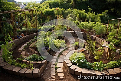 keyhole garden design in a permaculture setting Stock Photo