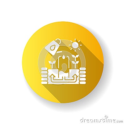 Keyhole garden yellow flat design long shadow glyph icon Vector Illustration