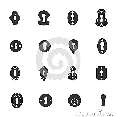 Keyhole silhouette, Vintage keyholes silhouette, Keyhole vector, Door key hole silhouette Vector Illustration