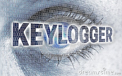 Keylogger eye with matrix looks at viewer concept Stock Photo