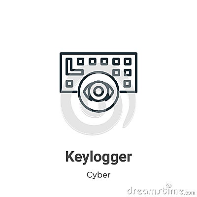Keylogger outline vector icon. Thin line black keylogger icon, flat vector simple element illustration from editable cyber concept Vector Illustration