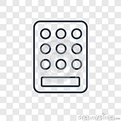 Keypad concept vector linear icon isolated on transparent background, Keypad concept transparency logo in outline style Vector Illustration