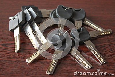 Keys on a dark wooden background Stock Photo