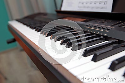 Keys electronic synthesizer close up. Musical instruments Stock Photo