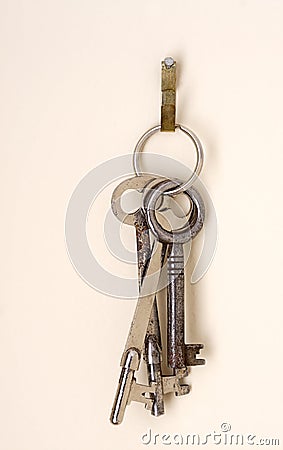 Keys on hook Stock Photo