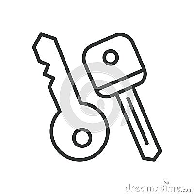 Keys, icon in line design. keys, key, lock, security, access, unlock, password on white background vector. Keys Vector Illustration