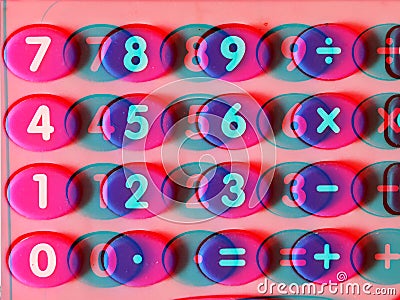 Keys, keyboard, numbers, operands, addition, subtraction, multiplication, division, operations, maths Stock Photo