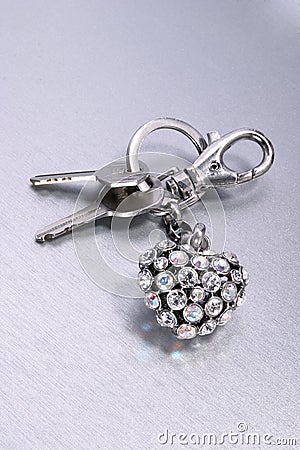 Keys on a Keyring with Heart Stock Photo