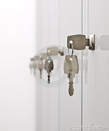 Keys and the locker doors Stock Photo