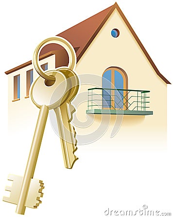 Keys, new home, realty. Vector Vector Illustration