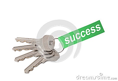 Keys on ring with word SUCCESS Stock Photo