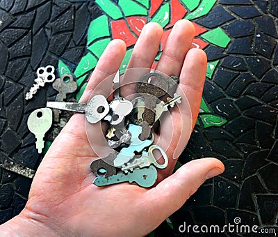 Keys to open up Doors of Opportunity Stock Photo