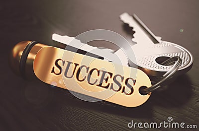 Keys to Success Concept on Golden Keychain. Stock Photo