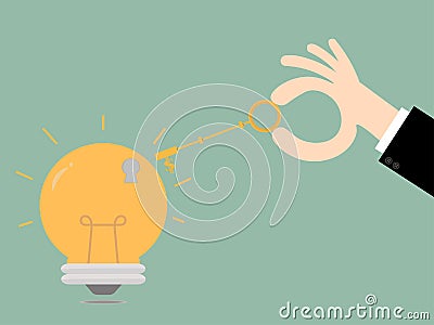 Keys unlocking ideas bulb.Key To Success. Business Concept Illus Vector Illustration