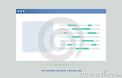 Keyword-based Crawling Search Engine Optimization SEO flat vector illustration. Query-based focused web crawler Vector Illustration