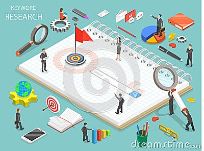 Keyword research flat isometric vector concept. Vector Illustration