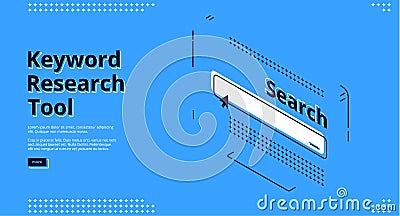 Keyword research tool banner with search line Vector Illustration