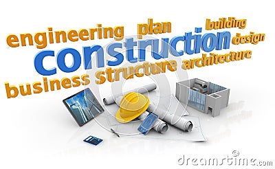 Keywords of construction industry Stock Photo