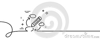 Keywords line icon. Pencil symbol. Continuous line with curl. Vector Vector Illustration