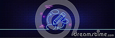 Keywords line icon. Pencil symbol. Neon light glow effect. Vector Vector Illustration