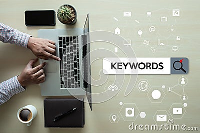 Keywords Research COMMUNICATION research, on-page optimization, Stock Photo