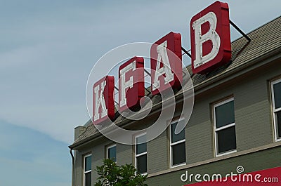 KFAB Radio Station Call Letters on Building Editorial Stock Photo