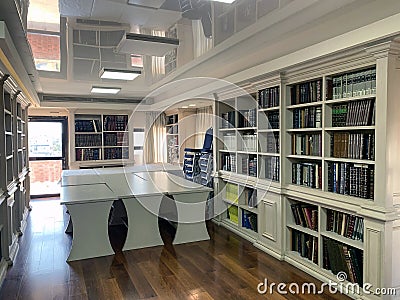 Copy of the Library in the house of the Lubavitcher Rebbe in Kfar Chabad Editorial Stock Photo